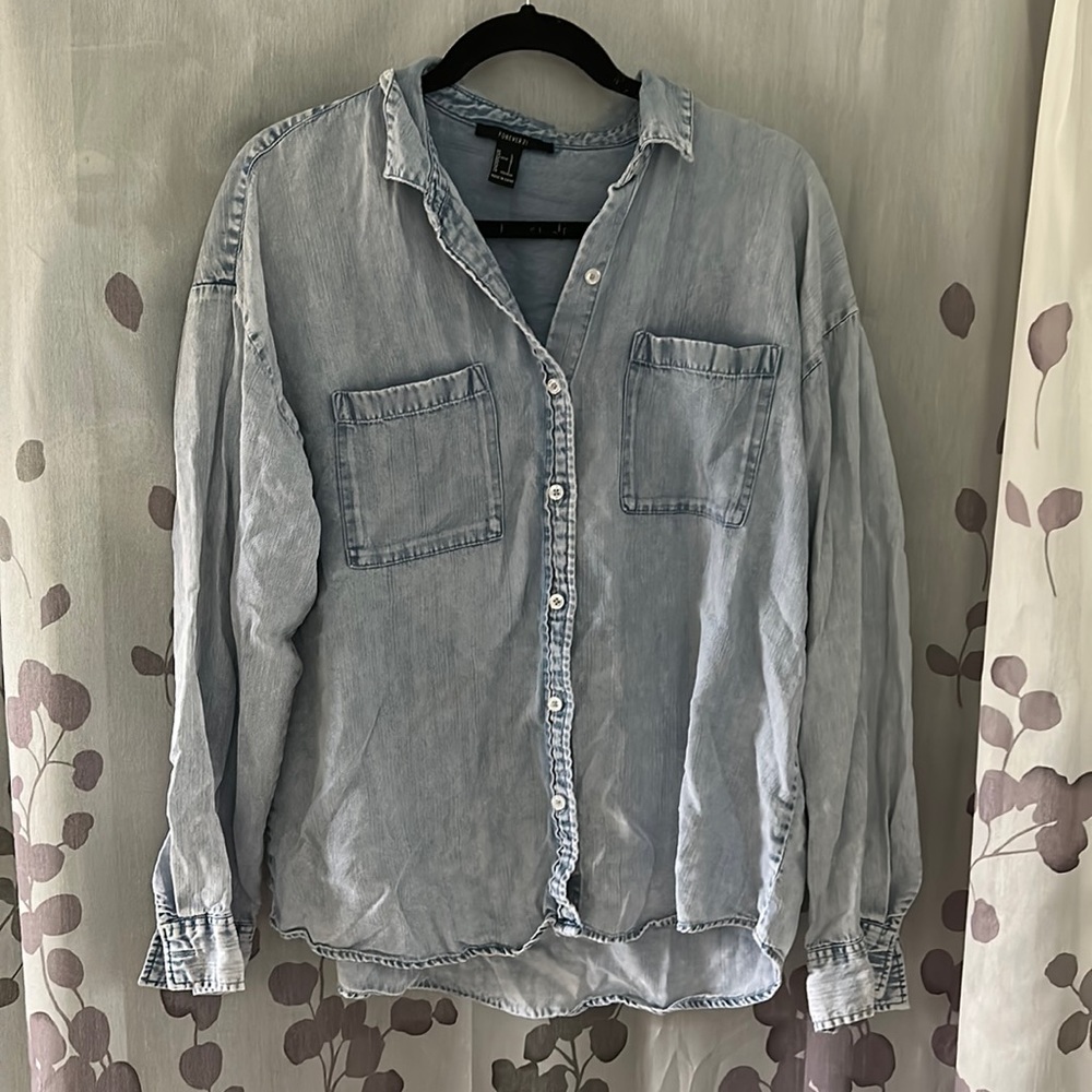 Button Down Denim Long Sleeve Shirt